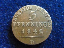 3 Pfennig 1842 D, Preussen, Friedrich Wilhelm IV., ss-vz  !! RR !!
