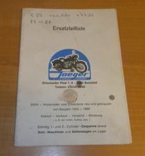 Motorrad Jeager Ersatzteilliste + Preisliste 1982 für BMW 1950-1982, guter Zust.
