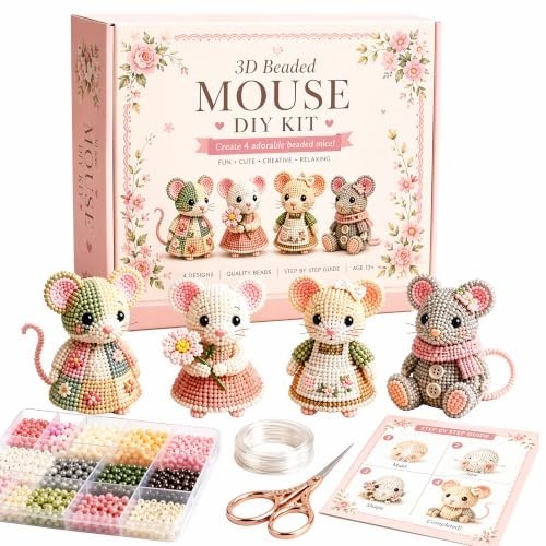 Maus perlentiere bastelset - 3d,