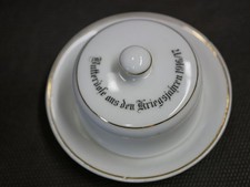 48773 - Hunger! Butterdose aus dem Kriegsjahr 1916/17. Weißes Porzellan