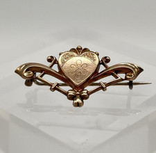 Antike Jugendstil Brosche vergoldet Schmuck Anstecknadel Gold Double Herz