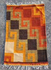 Vintage traditioneller handgeknüpfter schöner Ikea Kelim Boden Teppich Carpet 85x58 cm