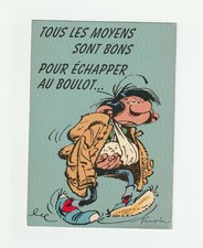 Postcard von Comicfigur Gaston Lagaffe - wie drücke ich mich vor Arbeit
