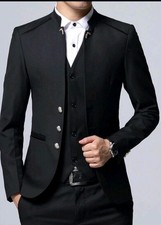 Eleganter Anzug 3 Teilig Schwarz Herren Anzug