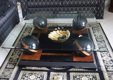 Coffee Table auf Kugeln / eleganter Couchtisch im Art-Déco-Stil 115x115