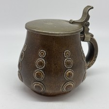 Bierkrug 0,5l Keramik, Jugendstil, Zinndeckel um 1900