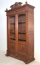 EF 1604 Herrlicher Gründerzeit Bücherschrank Vitrine Eiche Frankreich um 1900