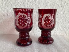 Alfred Taube Vohenstrauss - Weinglas - Glas -  Rubin rot - Jagdmotiv - 2 Stück