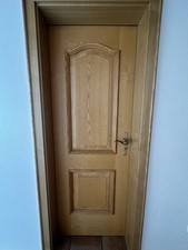 Komplettangebot: Holztür Esche inkl. Zarge & Messing-Beschlag (Mit Zarge: 85x206