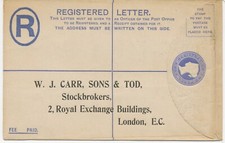 GB 1895 QV 2d blau ss ungebraucht gedruckt auf Bestellung Ganzsache Einschreiben env