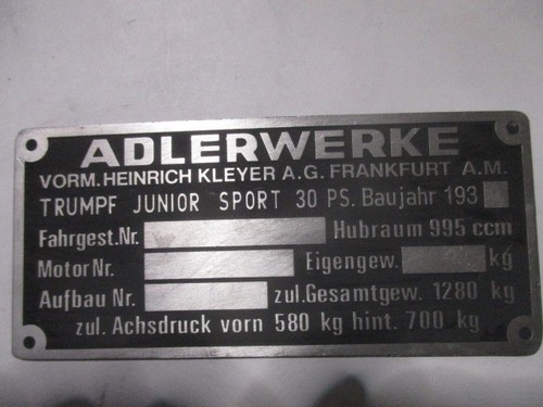 Typenschild adler trumpf - typenschild,