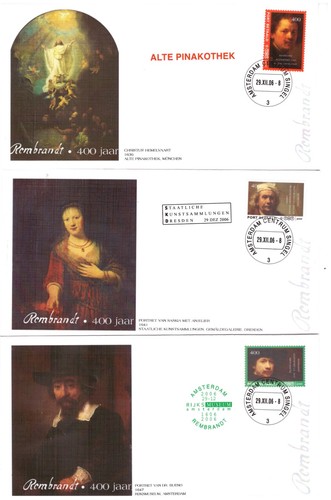 Rembrandt 3 fdc niederlande - rembrandt,