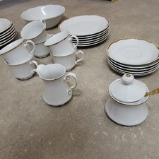 Speise-Kombi-Service- Porzellan Goldrand, 34-tlg. , 6 Personen