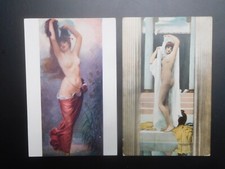 2 x alte Künstlerkarte Aurora / Badende Frauen nackt Erotik Akt cpa