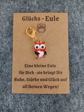 kleine "Glücks-Eule" Anhänger + Wunschkärtchen  Geschenkidee,Mitbringsel - Neu