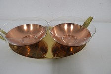 2 alte Glas Teetassen Tasse  - Halterungen  in messing - kupferfarben