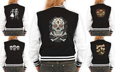 Damen College Jacke - Totenkopf Motiv - Gothic Jacke Damen - Kreuz - Skull Gotik