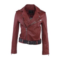 Maje Damen Lederjacke Weinrot