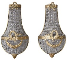 Zwei Barocke Wandappliken Wandlüster Wandleuchter Glasbehang Wandlampe Antik