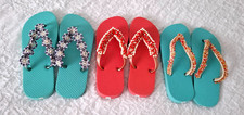 Flip Flops Damen Gr. 37/ slim, versch. Farben, handbestickt, Unikat