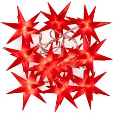 10 LED Lichterkette "Weihnachts-Sterne" rot Trafo Timer Weihnachts-Deko Xmas