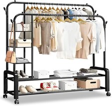 Kleiderständer Garderobenständer Kleiderstange Stabil Freistehend Schwarz B628