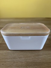 Butterdose Becel für 250 g Kunststoff Behälter mit Holzdeckel gebraucht top
