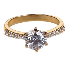 2,00Kt Runden Form D/VVS1 Solitär mit Akzenten Hochzeit Ring Im 585er Gelbgold