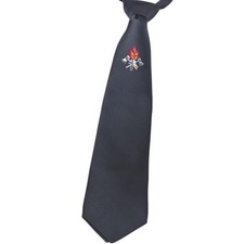 Krawatte schwarz Feuerwehr mit Emblem Binder Schlips Knoten standard und lang