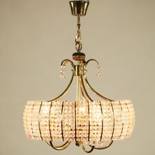 Alter Strass Plastik Kristall Lüster Hänge Lampe Messing Pendel Leuchte 50er60er