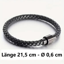 Lederarmband geflochten 21,5 cm Schwarz o. Braun PU Leder Armband Damen Herren
