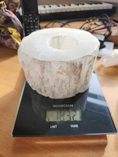 Selenit Teelicht Turm Mineral 12,5-11,5x 8cm Heilstein 1832g Faser Gips 