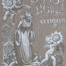 Wilhelm Wohlgemuth Milles Auguri Entwurf Glückwunschkarte sign Zeichnung 1893