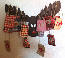 Adventskalender Weihnachten Elch Kalender Stoffsäckchen zum Füllen Adventkalende