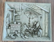 Vintage Zinnbild Wandbild Relief Reliefbild massiv 33cm x 40,5cm