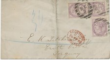 GB 1882 QV 1d Flieder 16 Punkte (3x) Fine Registered CVR BLAU REGISTRIERT / TORQUAY