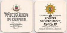 Wicküler Pilsener - alter Bierdeckel "Polizei Sport- & Musik Schau 1988"