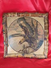 Antiker Birken Holzrahmen Bild Adler Schützenscheibe Militaria Grabenkunst (4435