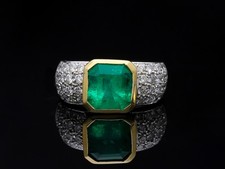 Top Preis Ring 3,70 ct. Brillanten Diamanten Smaragd 750 Gold Deta Schmuck