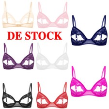 DE Push-Up Balconette Sexy Damen Transparent BH-Set Dessous Lingerie Spitze