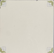 Hellolivgrün auf weiß Jugendstil Fliese/Kachel Format 15X15 cm ca. 120 Jahre alt