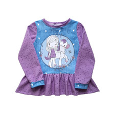 Handmade Mädchen Langarm Shirt-Tunika-Oberteil  DIY Gr 110 Hängerchen.