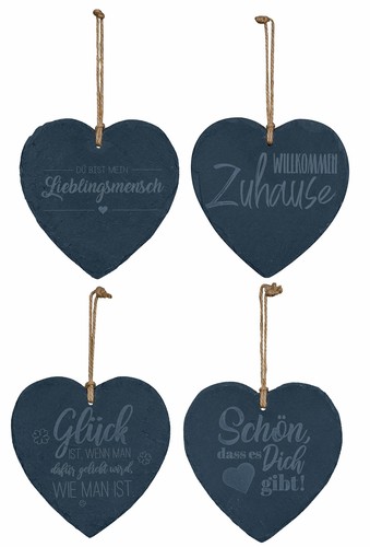 4er set schiefertafel - set, herz