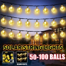 Solar Lichterkette 50/100 LED Kugel Beleuchtung Garten Innen Außen Deko Lampen