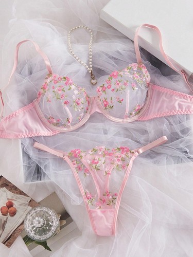 Damen rosa blumen stickerei - damen,