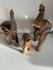 Holzelefant handgeschnitzt - 3x,