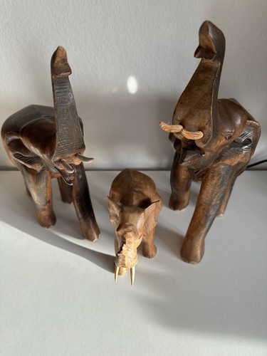 Holzelefant handgeschnitzt - 3x,