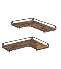 VASAGLE L-förmiges Eckregal 2er Set Wandregal Industrie-Design vintagebraun