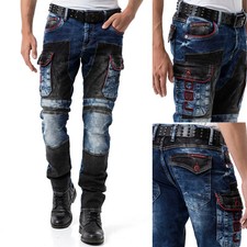 Cipo & Baxx Jeans Herren Regular Cargo Freizeit Hose Blau mit Stylischen Details