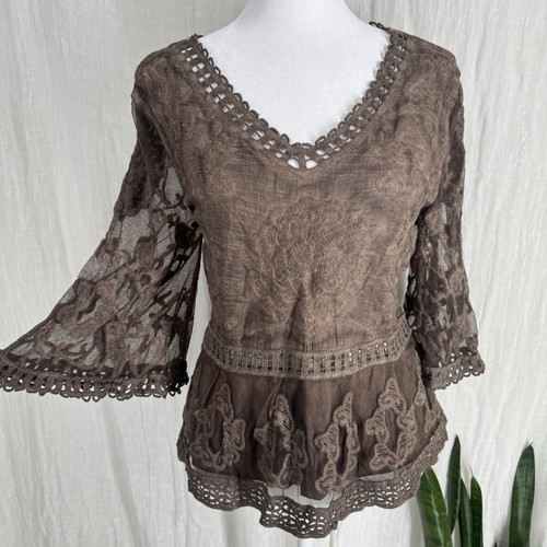 Brown earthy boho embroidered - boho,